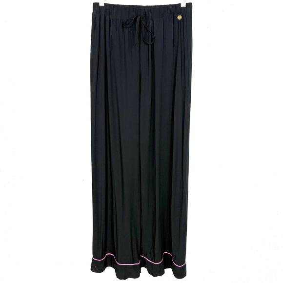 Sun68 Womens Viscose Wide Leg Drawstring Pants Black Relaxed Beach Size Medium - Picture 1 of 13
